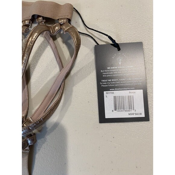NEW Thistle and Spire Womens Large Bronze Garter Belt Lingerie Faux Leather - Picture 5 of 5